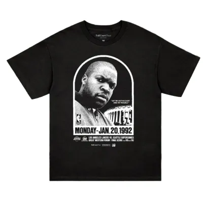 Black Full Court Press Death Certificate tee with a large monochrome Ice Cube basketball-inspired front graphic.