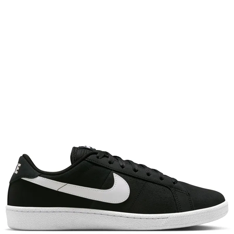 Medial view of Nike SB Zoom Tennis Classic Black/White showing black upper, white Swoosh and low-profile silhouette.