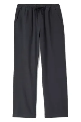 Front view of black Brixton Everyday E-Waist Pants with a drawcord waistband, hand pockets and straight legs.