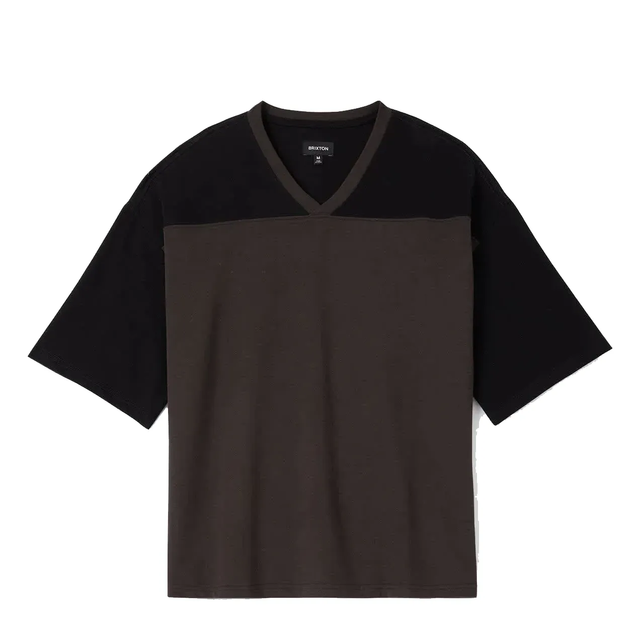 Brixton Football Tee in black and washed black with V-neck and contrasting yoke