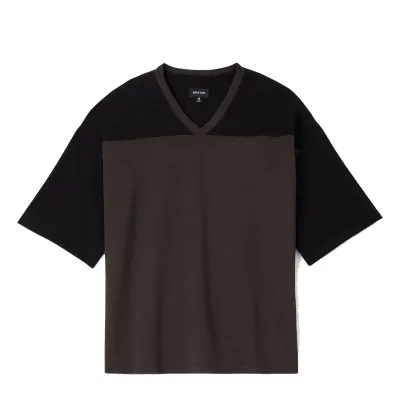 Brixton Football Tee in black and washed black with V-neck and contrasting yoke