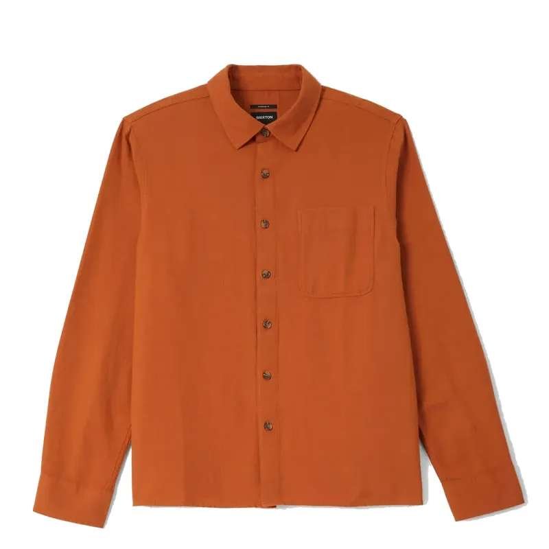 Brixton Hastings Lightweight Flannel in caramel with button front and single chest pocket