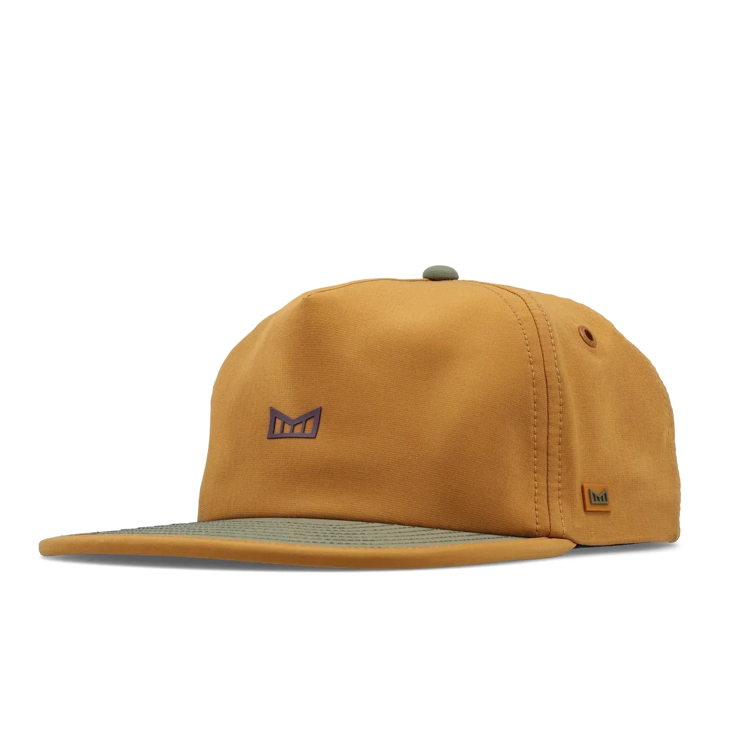Angled view of Melin Eagle HYDRO Transit snapback hat with tonal front logo