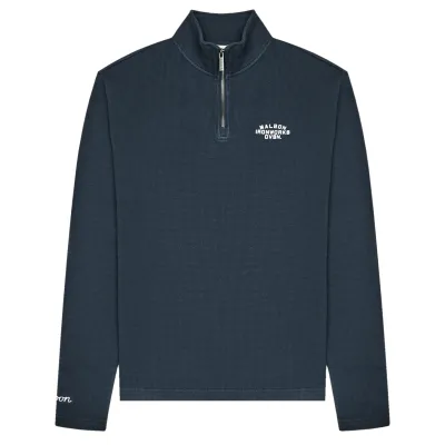 Front product view of the Blueberry Malbon Flyer Ironworks Mid Layer with a mock neck and quarter zipper.