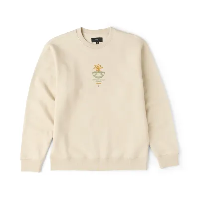 Front product view of the Sand crewneck with a flower globe and “Don’t Destroy What You Enjoy” graphic.
