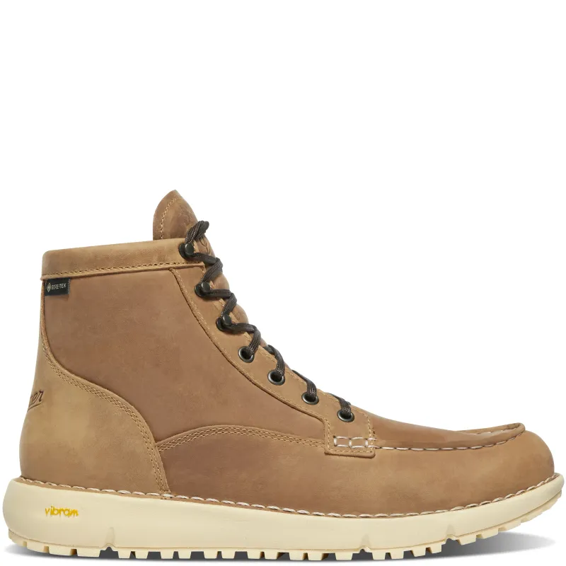 Side view of Bone Brown Danner Logger Moc 917 GTX boot showing the GORE-TEX label.