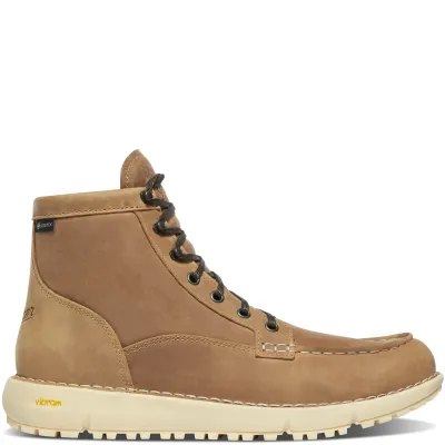 Side view of Bone Brown Danner Logger Moc 917 GTX boot showing the GORE-TEX label.