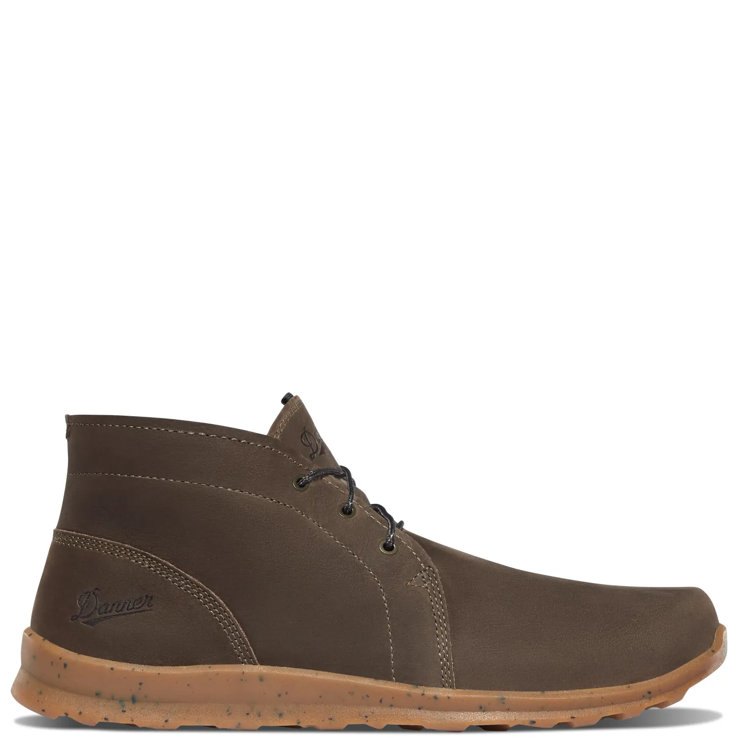 Side view of the Danner Forest Chukka in Bracken with a lightweight speckled brown outsole.