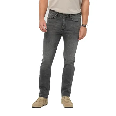 Front view of the Vintage Grey jeans showing the slim fit, five-pocket waist and straight legs.