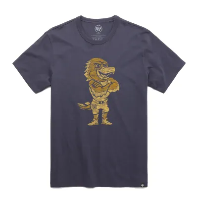 '47 Brand Marquette Golden Eagles navy tee with distressed gold mascot graphic