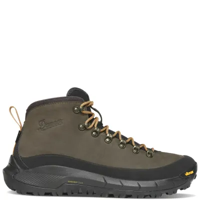 Side view of the Smoky Olive Danner MTN45 Mid GTX boot with EnduroFoam+ cushioning and Vibram outsole.