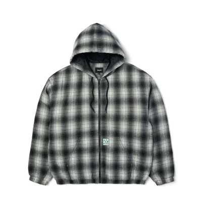Front view of HUF Durango Work Jacket in black and grey plaid