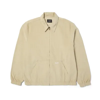 Front view of HUF 89 Corduroy Jacket in tan and white