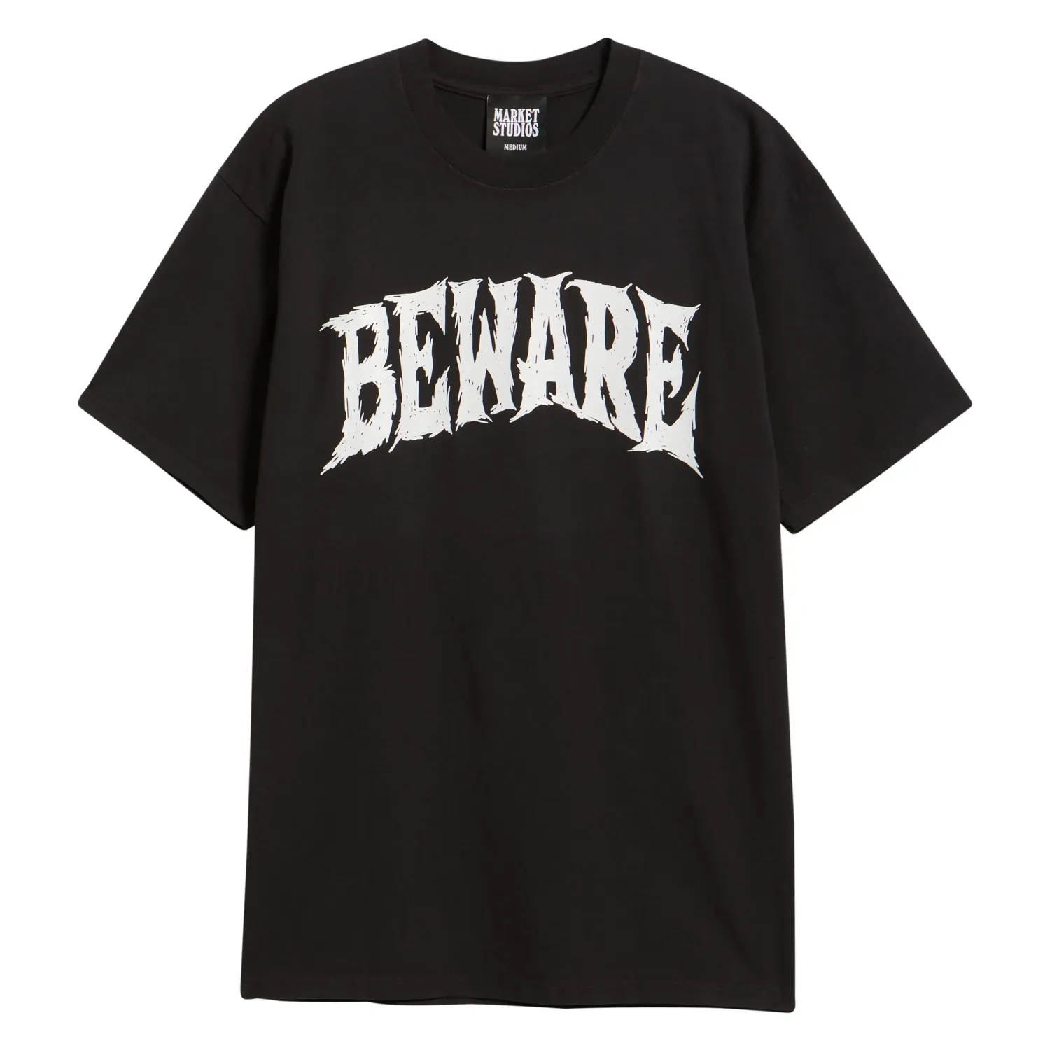 Market Beware My Bite Tee in black with white Beware graphic
