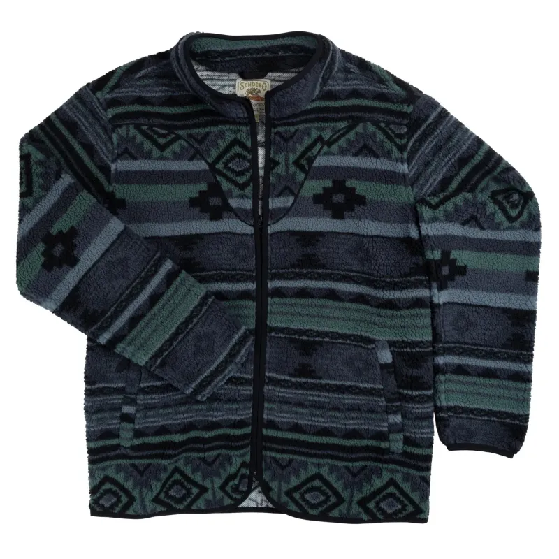 Front product view of the Fronteriza Dusk Sendero Sedona Fleece with a full zipper and two pockets.