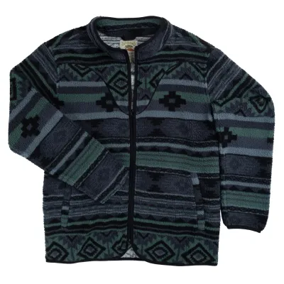 Front product view of the Fronteriza Dusk Sendero Sedona Fleece with a full zipper and two pockets.