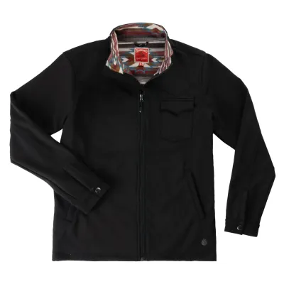 Front product view of the black Sendero Ranger Jacket with a full zipper, chest pocket and waist pockets.