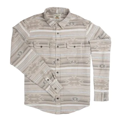 Front product view of the Sendero Boquillas Shirt in Mesilla Chevron/Limestone with two chest pockets.