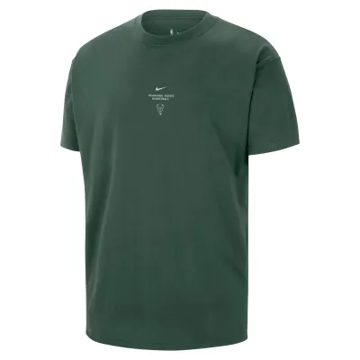 Front view of the green Bucks practice tee with Nike Swoosh, team wordmark and deer logo at the chest.