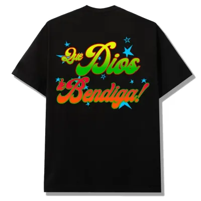 Black Bueno heavyweight cotton T-shirt with a gradient B logo screen printed at the front chest.