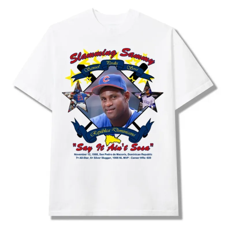 White Bueno Slamming Sammy heavyweight cotton T-shirt with a short-sleeve crewneck silhouette.