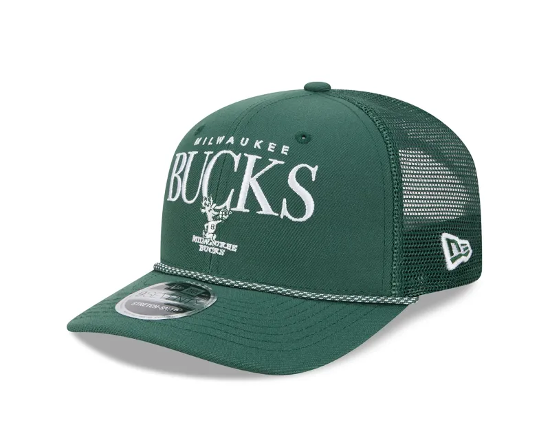Angled front view of the green Bucks Bango Tonal 9SEVENTY Hat with embroidered graphics and rope trim.