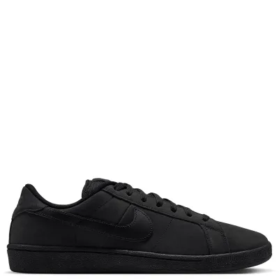 Opposite side view of black Nike SB Zoom Tennis Classic with matching overlays, Swoosh and sole.