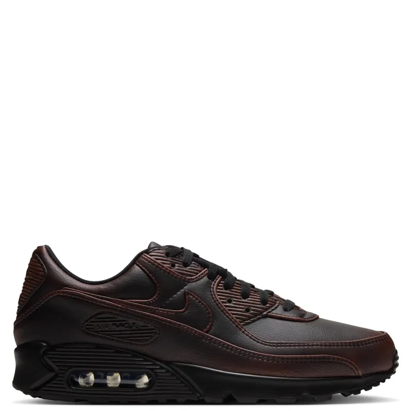 Opposite side view of Nike Air Max 90 Premium showing a tonal Swoosh, Cinnamon accents and black midsole.