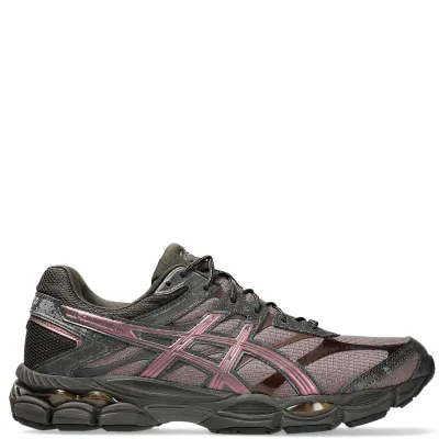 Outer side view of ASICS GEL-CUMULUS 16 showing Cocoa Powder accents, ASICS stripes and sculpted cushioning.