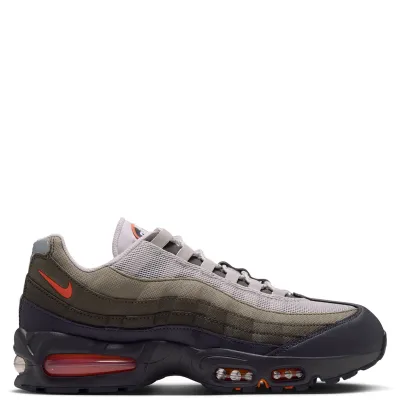 Nike Air Max 95 Big Bubble outer side view with a Safety Orange Swoosh and layered textile panels.