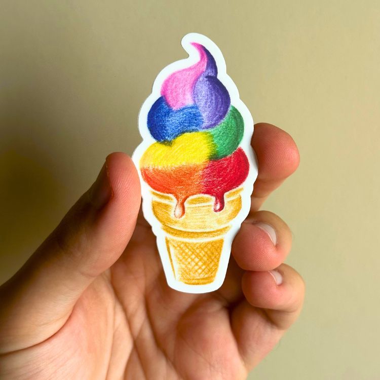Rainbow &amp; Trans Ice Cream Stickers