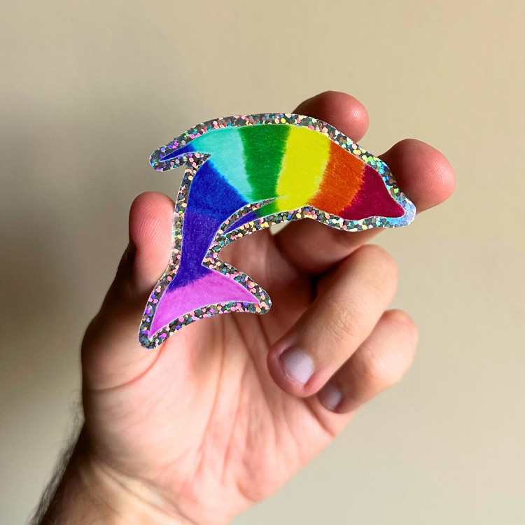 Rainbow &amp; Trans Dolphin Stickers
