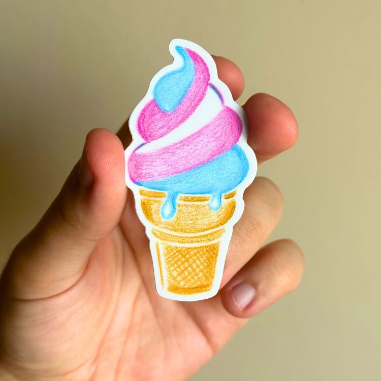 Rainbow &amp; Trans Ice Cream Stickers