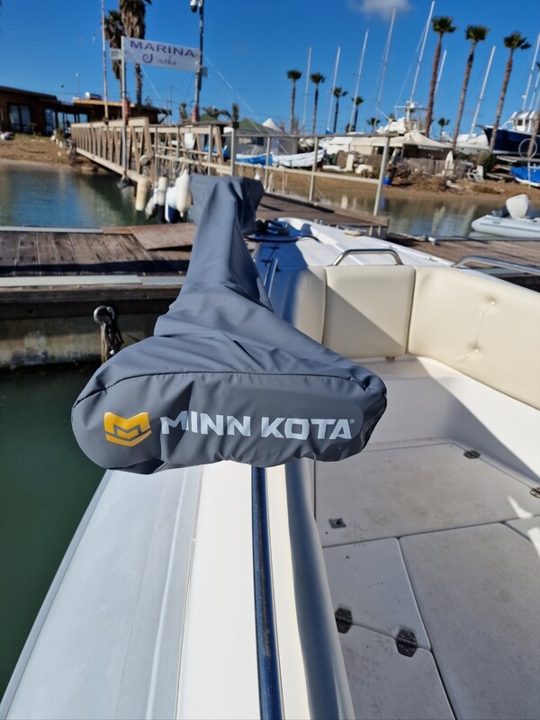Coperture imperiali con zip YKK in tessuto impermeabile nautico per motori Minn Kota 112lbs 87'