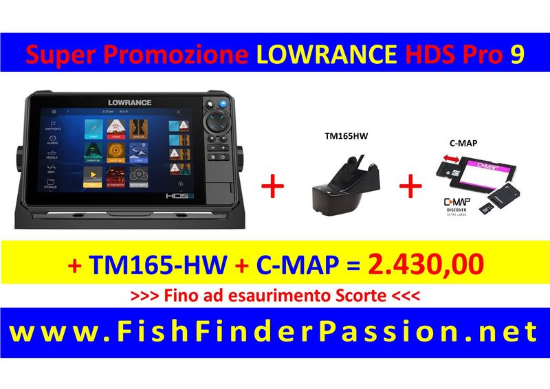 HDS PRO 9 + Trasduttore poppa TM165HW + C-MAP Discover - SMART WATCH in OMAGGIO