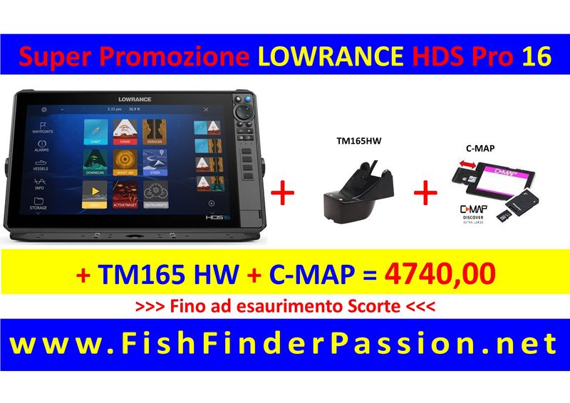 HDS PRO 16 + Trasduttore poppa TM165HW + C-MAP Discover - SMART WATCH in OMAGGIO