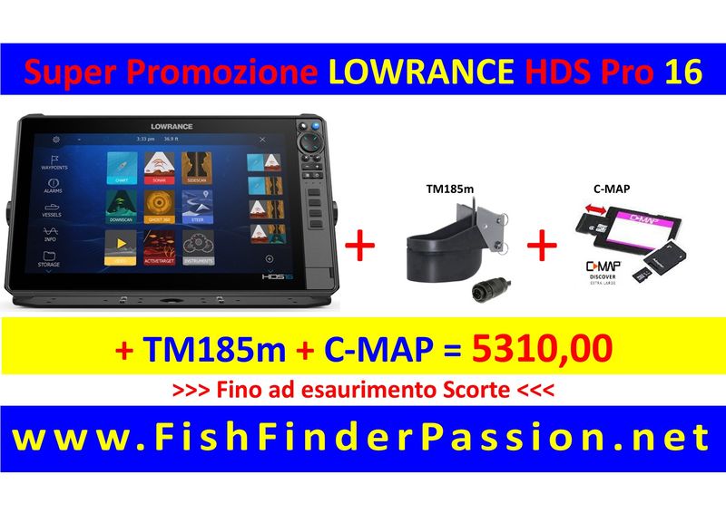 HDS PRO 16 + Trasduttore poppa TM185M + C-MAP Discover - SMART WATCH in OMAGGIO