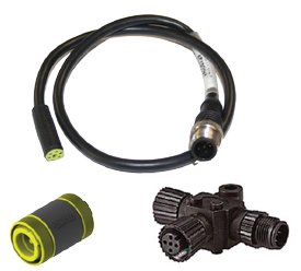 Kit adattatore da SimNet a N2K - Collega sensori SimNet (FC40, RC42) alla rete NMEA 2000®; comprende: adattatore maschio Simnet-N2k, 2 giunti Simnet, connettore a T NMEA2000®.