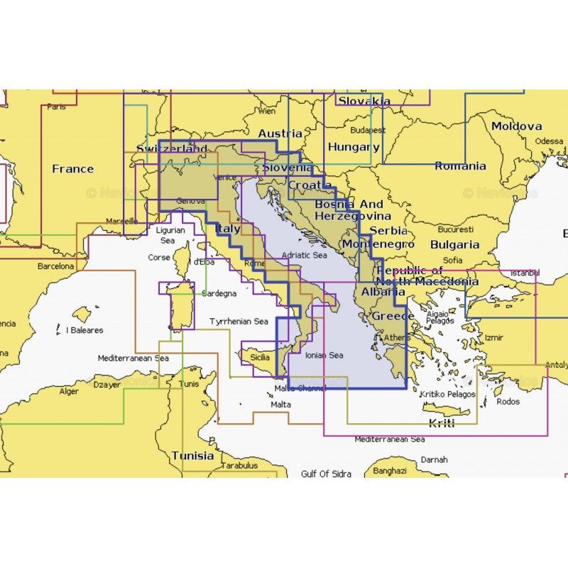Navionics + Regular Cartografia: Italy, Adriatic Sea Navionics + Regular Cartografia: Italy, Adriatic Sea
