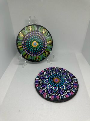Hand painted Mandala Coasters