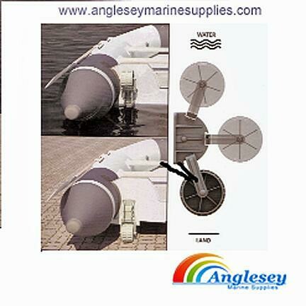 Inflatable boat launching wheels