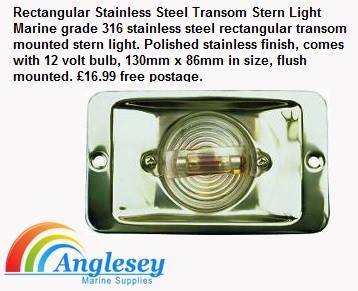 Boat transom stern navigation light rectangular