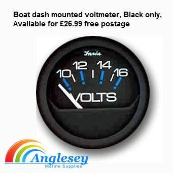 Boat dash mounted voltmeter black