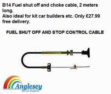 B14 boat fuel shut off and choke cable 2 metres