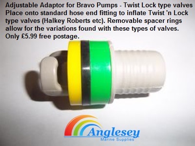 Adjustable adaptor for bravo boat pumps