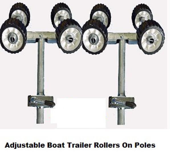 Pivoting Boat Trailer Rollers On Poles With Clamps Per Pair