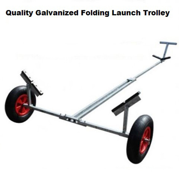 Folding boat launch trolley