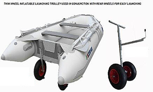 Twin wheel inflatable boat lifting launching dolly