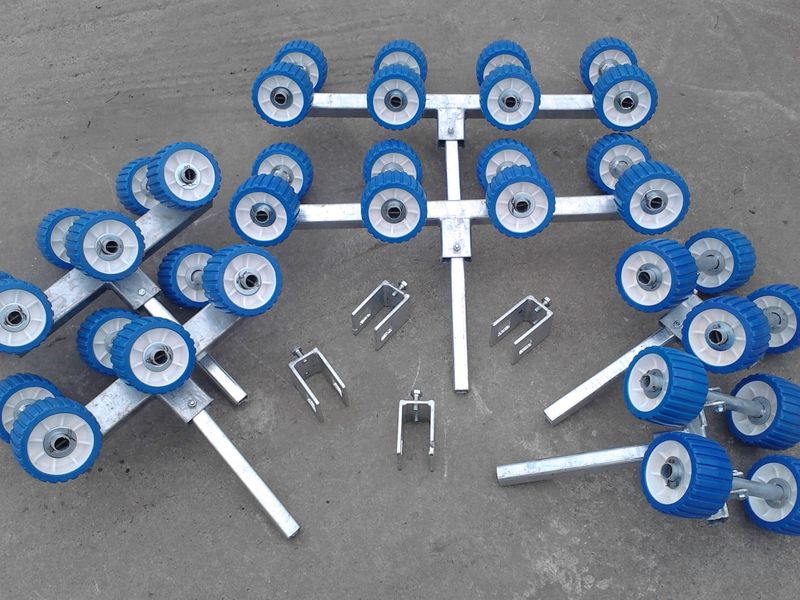 Rollercoaster trailer bunk to rollers conversion kit.