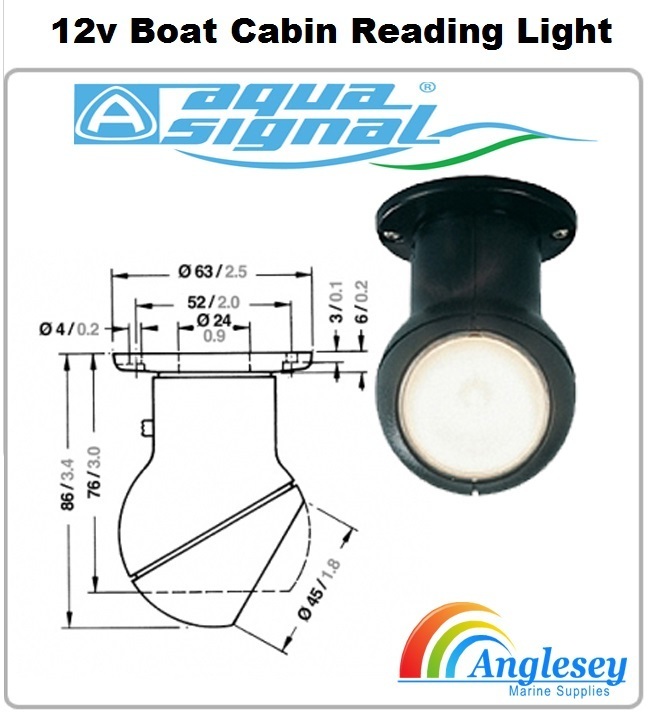 AquaSignal Boat Cabin Reading Light With Swivel Head.